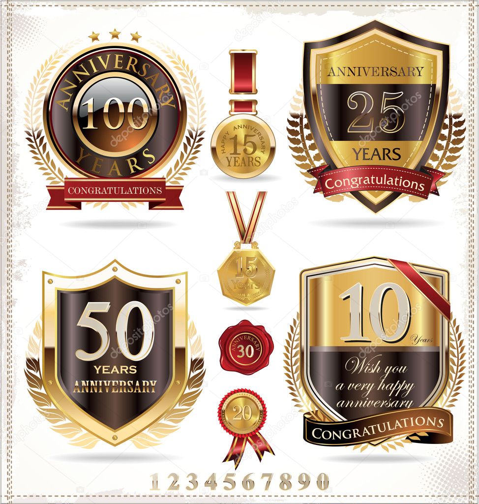 Anniversary golden labels