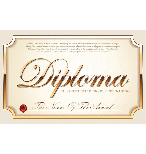 Certificaat of diploma sjabloon, vectorillustratie — Stockvector