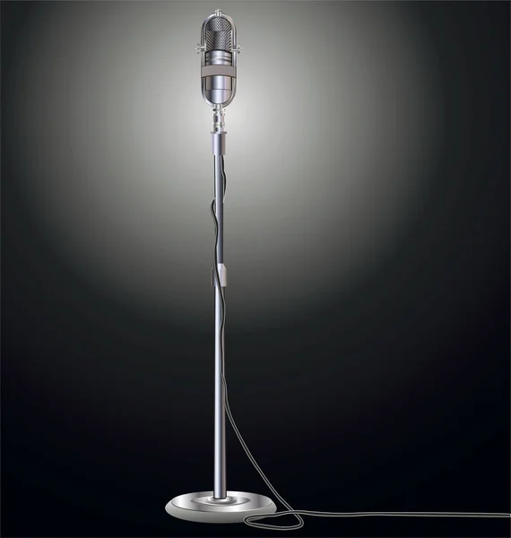 Vintage microphone isolated on black background — Stock Vector