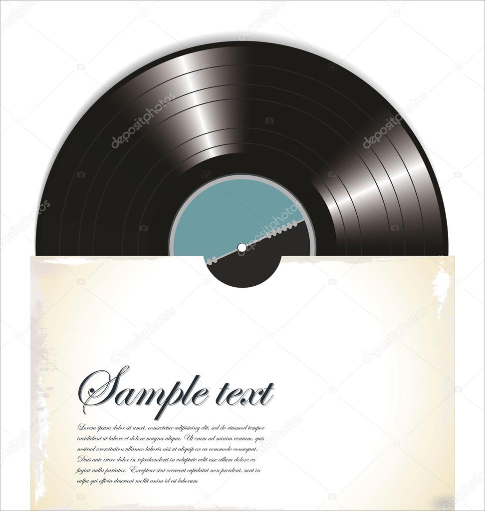 Old vinyl record in a paper case, vector illustration