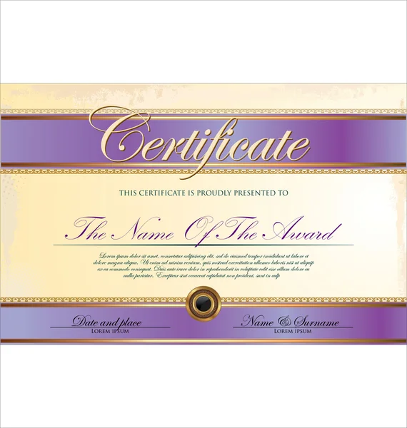 Ilustrarea certificatului detaliat de aur — Vector de stoc