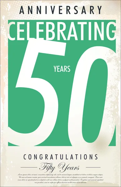 50 anos Anniversary fundo retro —  Vetores de Stock