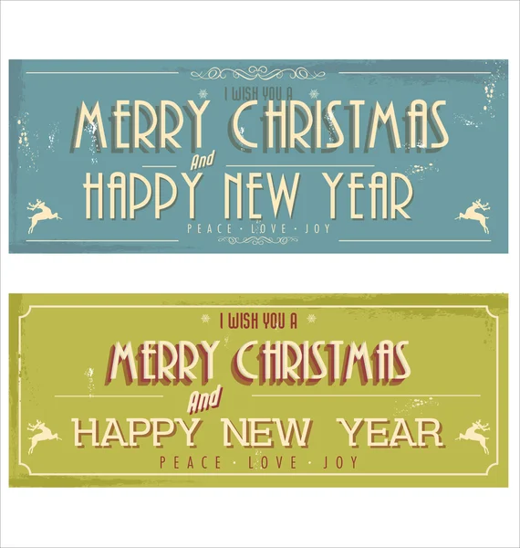 Happy New Year and Merry Christmas retro background — Stock Vector