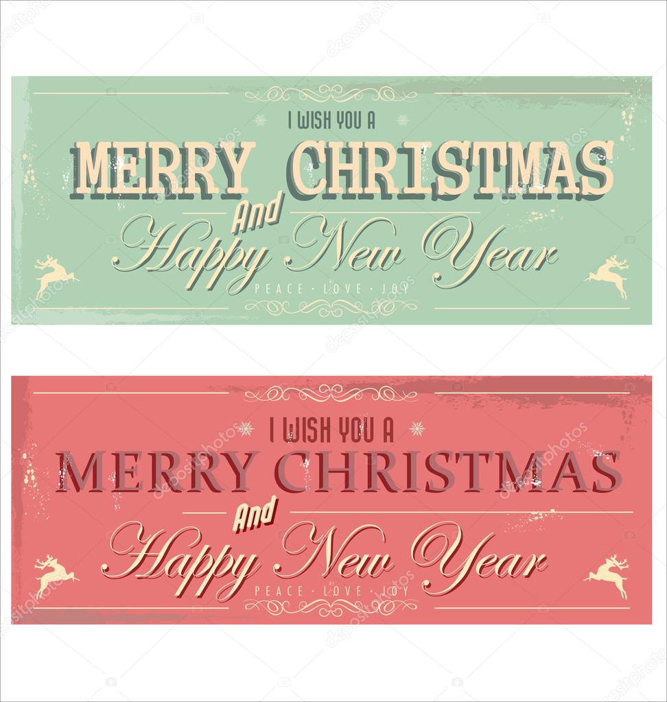 Happy New Year and Merry Christmas retro background — Stock Vector ...