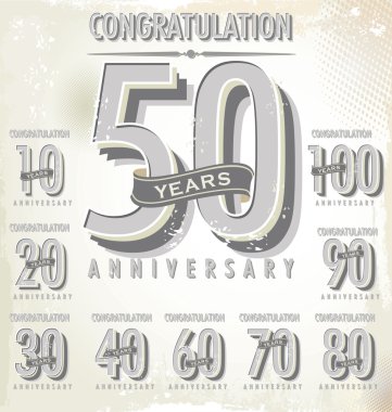 Anniversary retro sign collection clipart