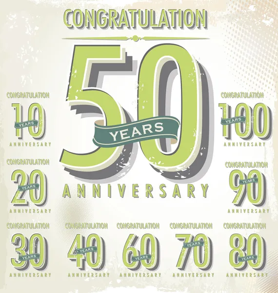 Yıldönümü retro işaret koleksiyonu