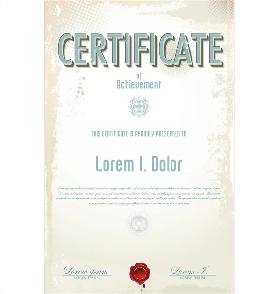 Plantilla de certificado o diploma retro, ilustración vectorial — Vector de stock