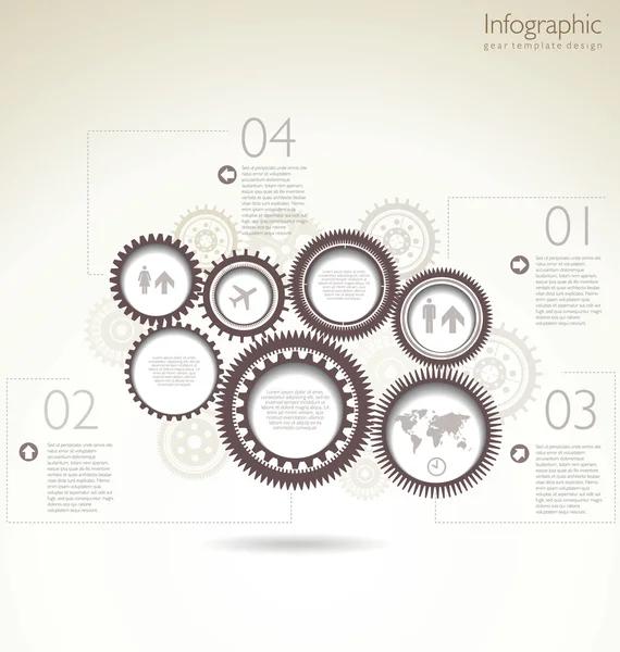 Diseño de plantilla de engranaje infográfico — Vector de stock