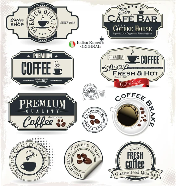 Kaffe badge och etiketter — Stock vektor