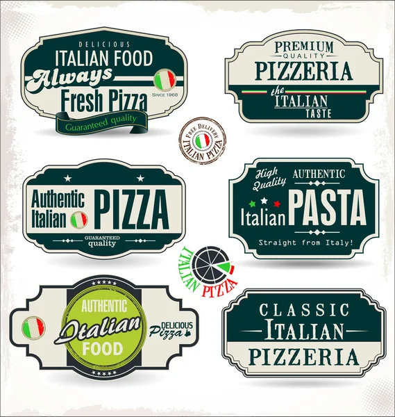 Pizza retro labels — Stock Vector