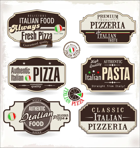 Etiquetas e insignias de pizza — Vector de stock