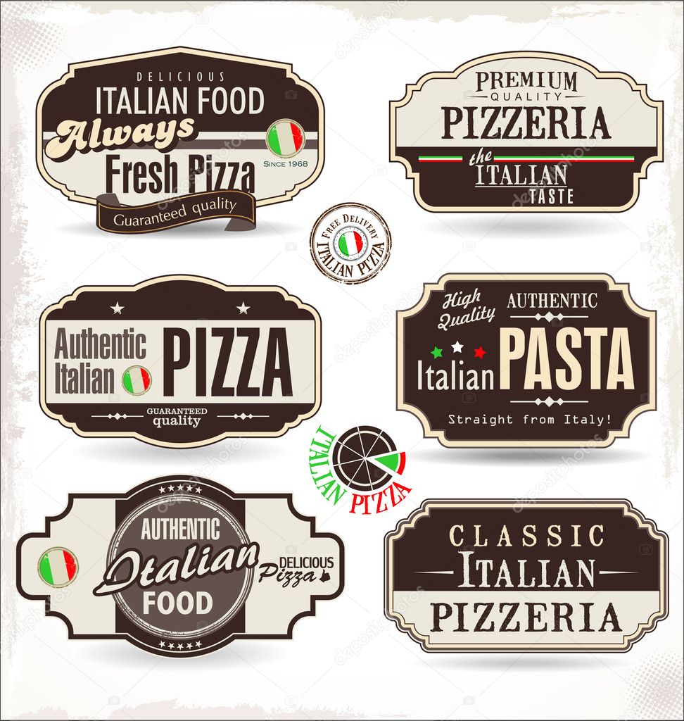 Pizza labels and badges
