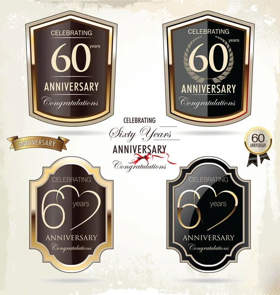 60 years anniversary golden label — Stock Vector