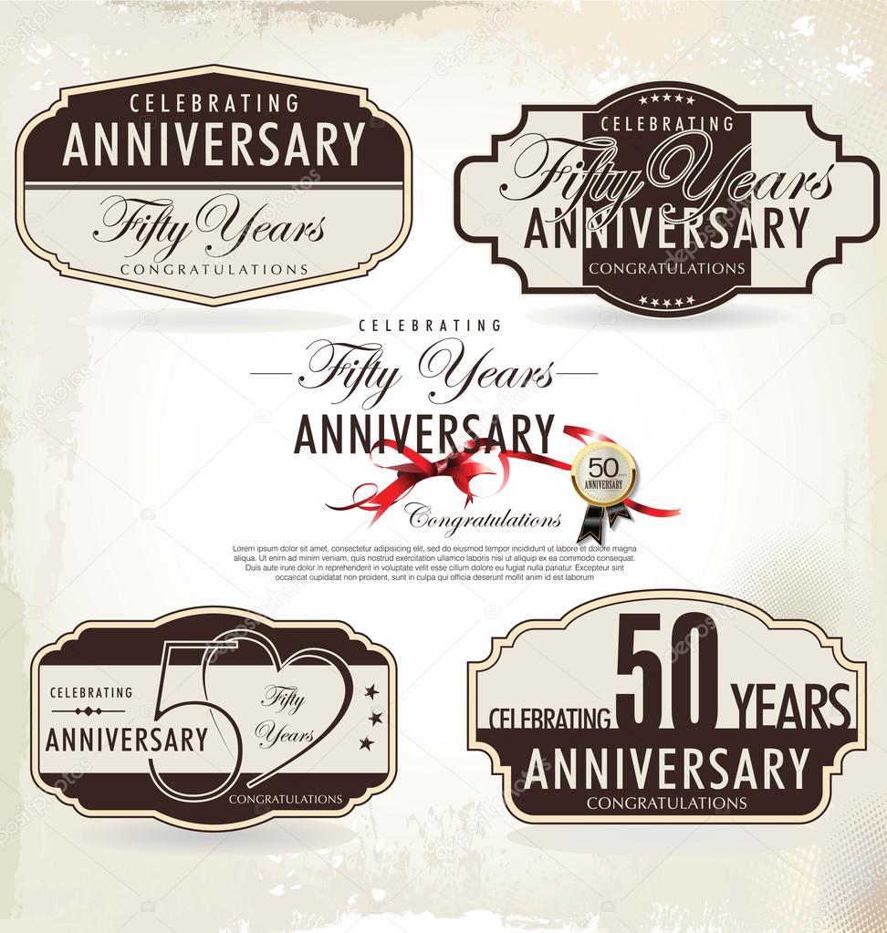 50 years retro anniversary sign collection