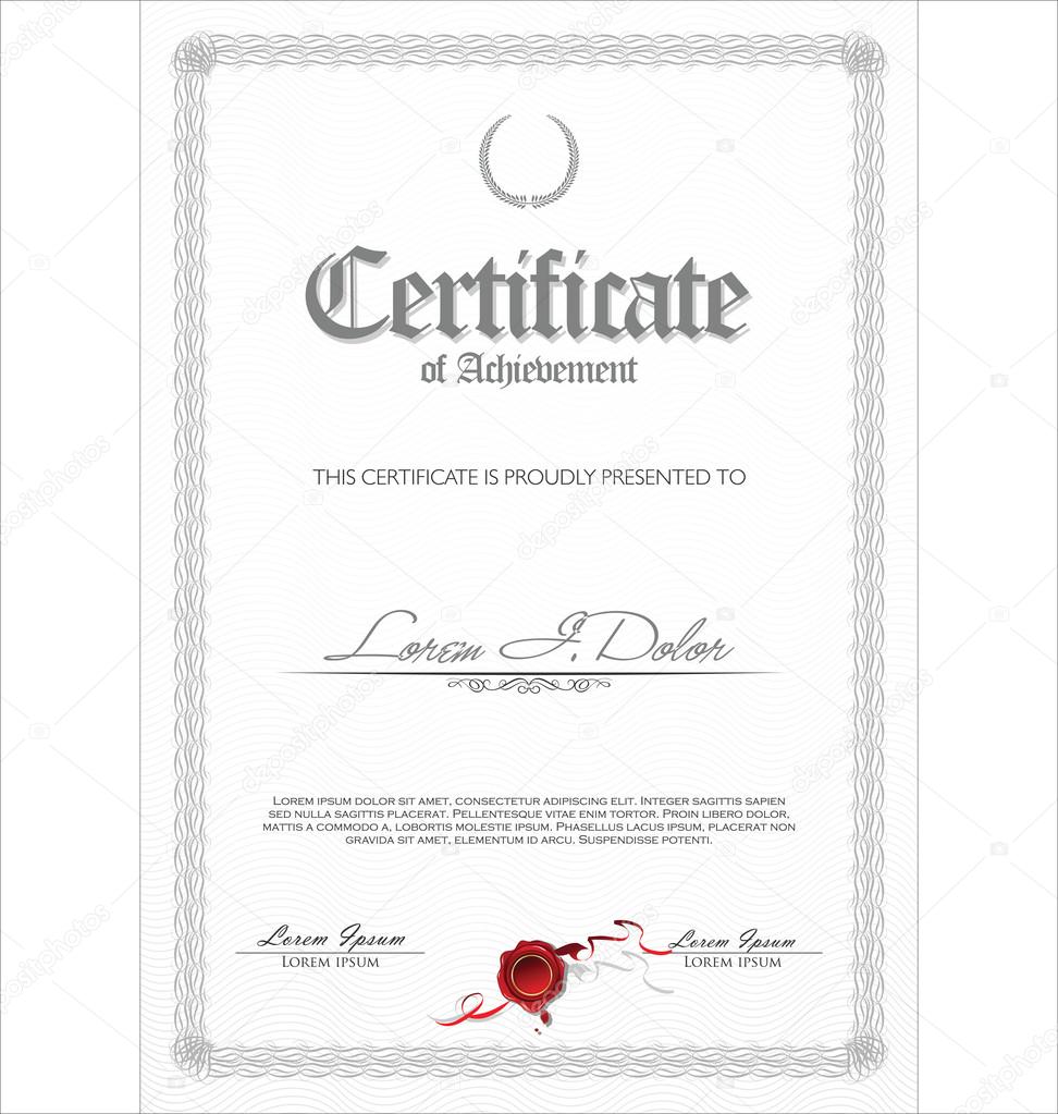 Illustration of gold detailed certificate