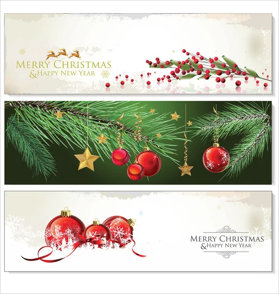 Feliz Navidad banners conjunto de diseño — Archivo Imágenes Vectoriales