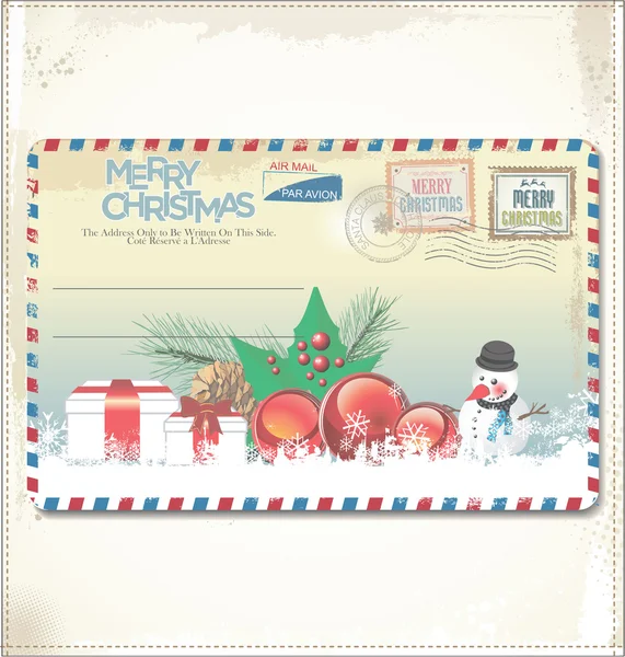 Vintage Christmas post card — Stock Vector