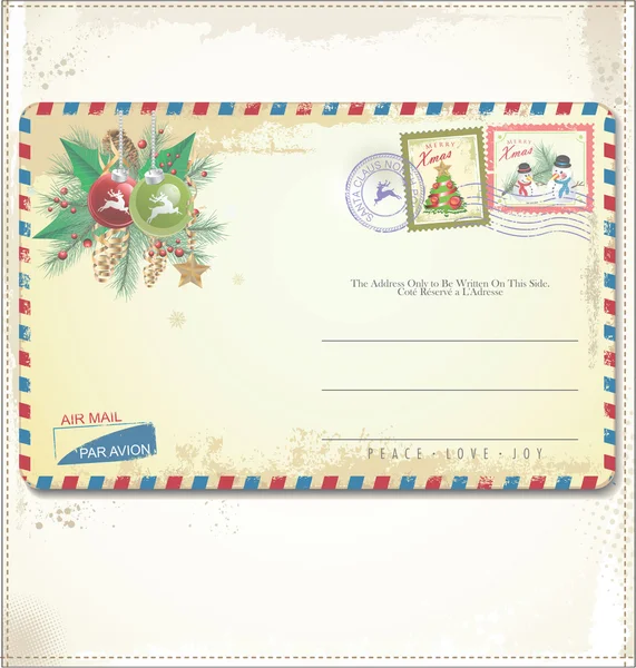 Tarjeta postal de Navidad Vintage — Vector de stock