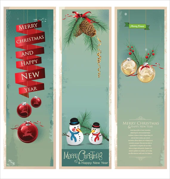 Feliz Navidad banner retro, conjunto — Vector de stock