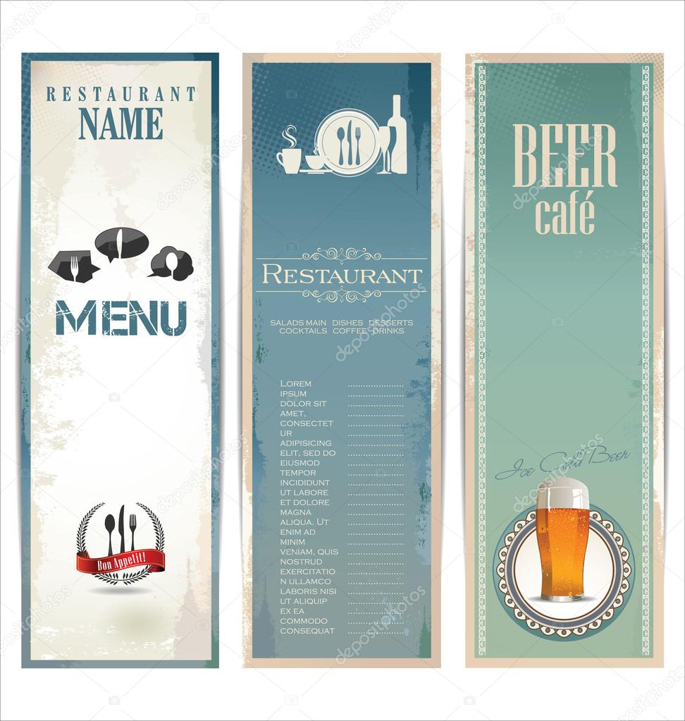 Restaurant menu design with vintage label