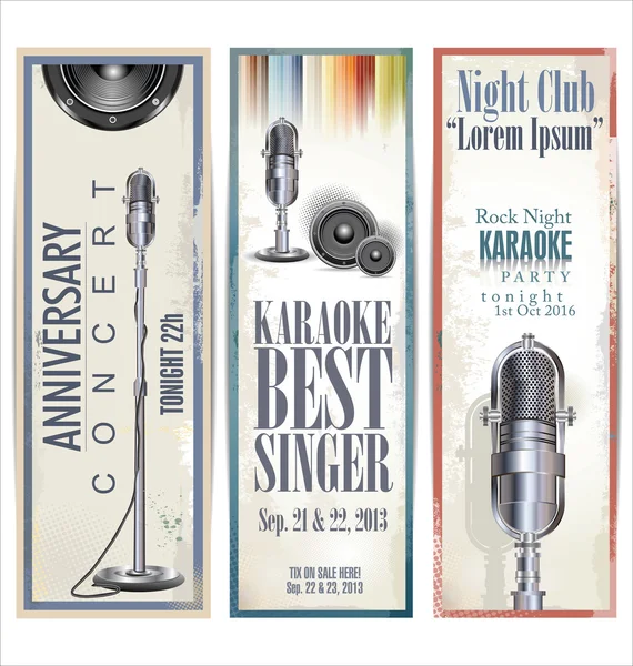 Banner de fiesta de karaoke, set — Vector de stock