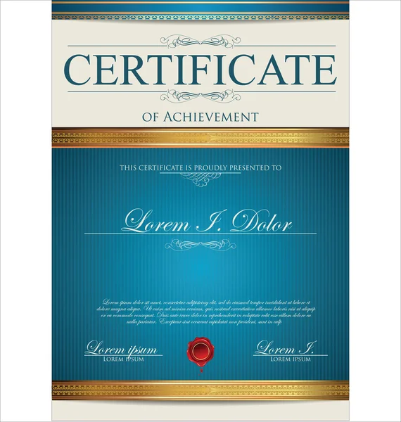 Blauwe certificaatsjabloon — Stockvector