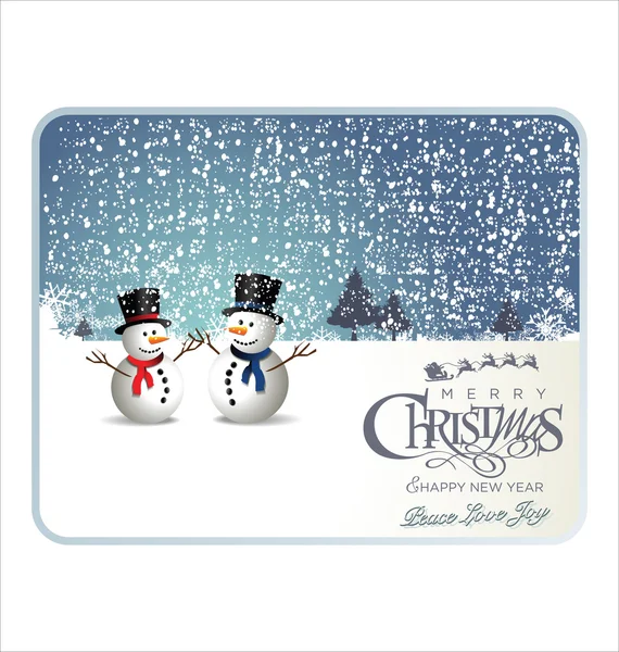 Snowman tarjeta de Navidad — Vector de stock