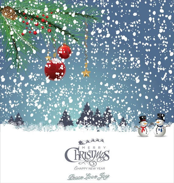 Snowman tarjeta de Navidad — Vector de stock
