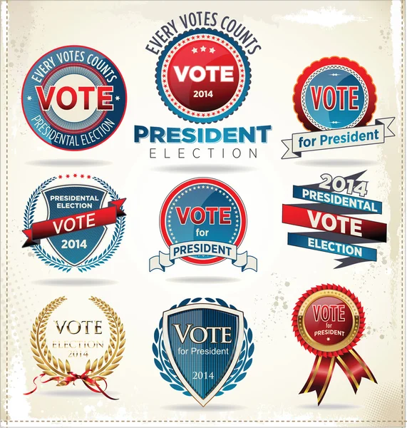 Election badges and labels — Stock Vector