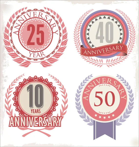 Anniversary retro labels — Stock Vector