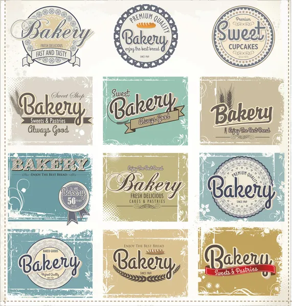 Collections of bakery design elements — Stock Vector