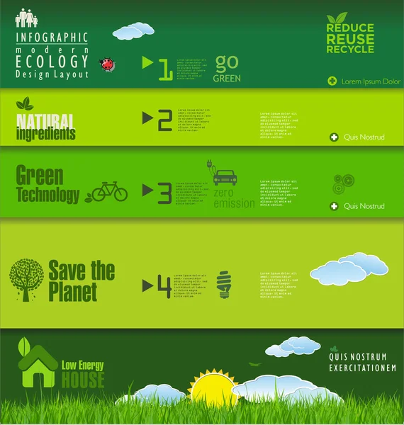 Moderna ecologia verde Design Layout — Vettoriale Stock