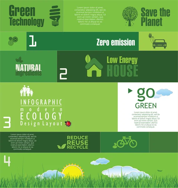 Ecologia verde moderna fundo — Vetor de Stock