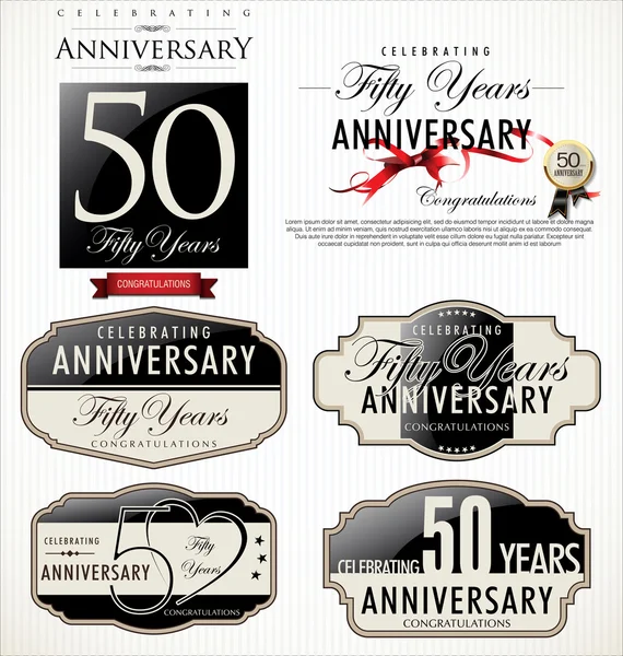 Etiquetas aniversario — Vector de stock