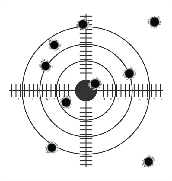 Alvo com buracos de bala — Vetor de Stock