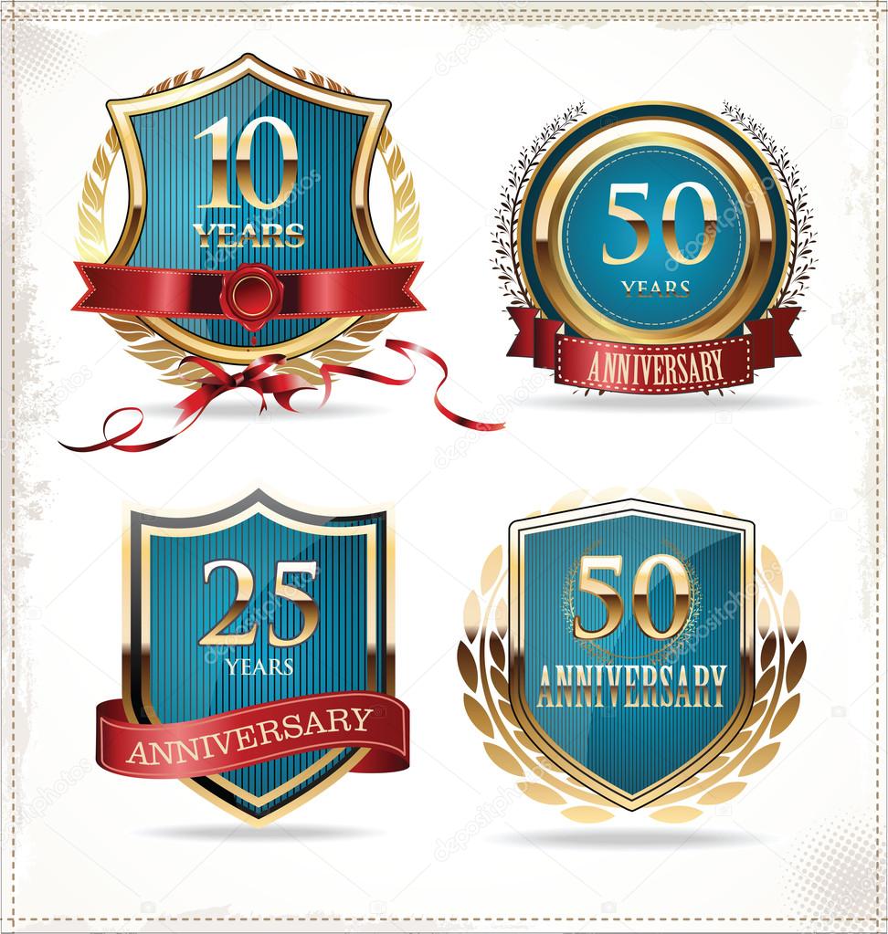 Anniversary blue labels