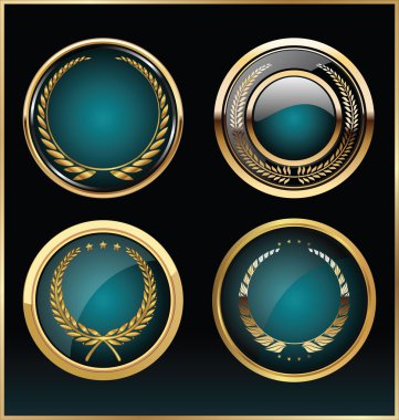 vektör yuvarlak altın parlak etiket