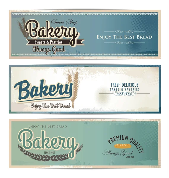 Bakery retro banner, set — Stock Vector