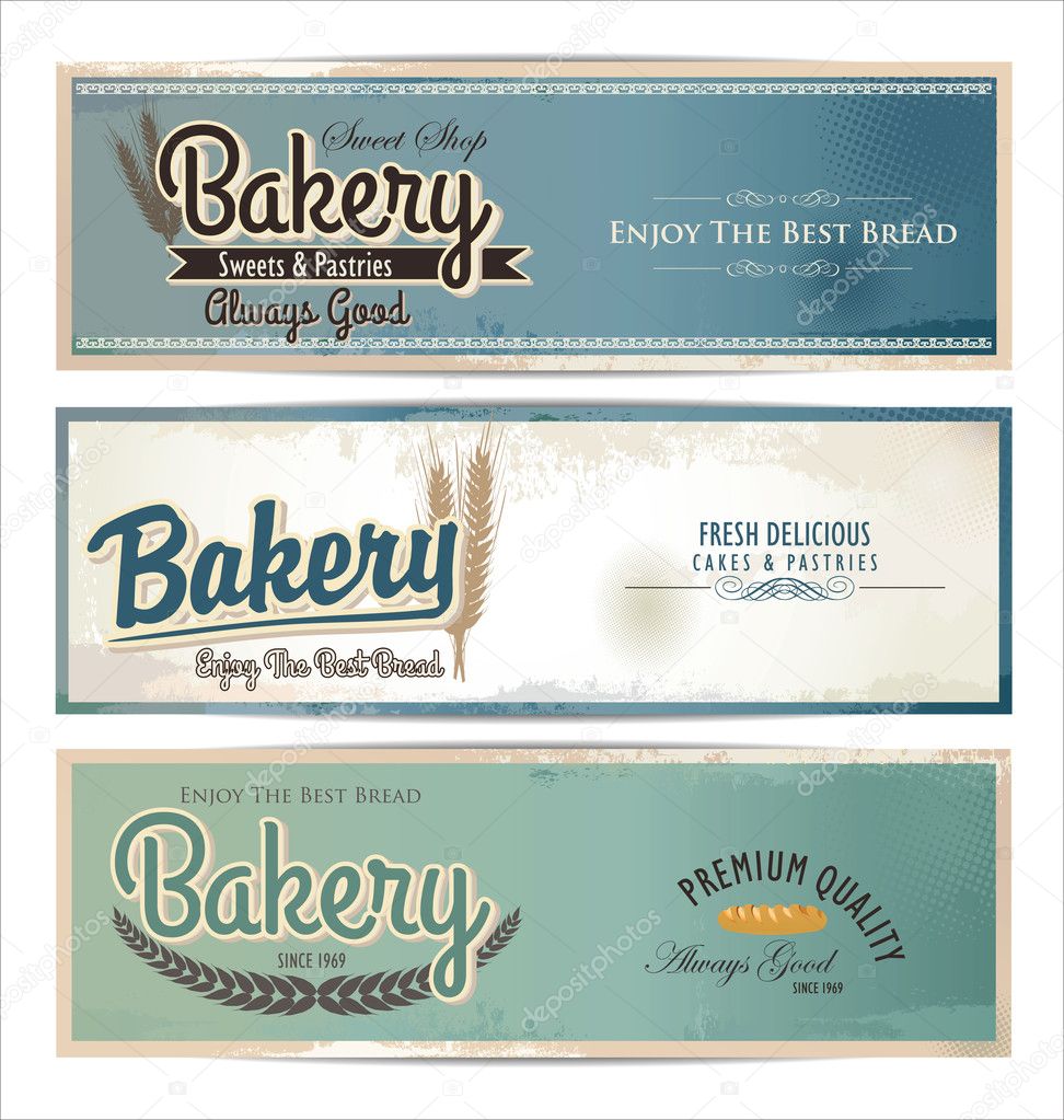 Bakery retro banner, set