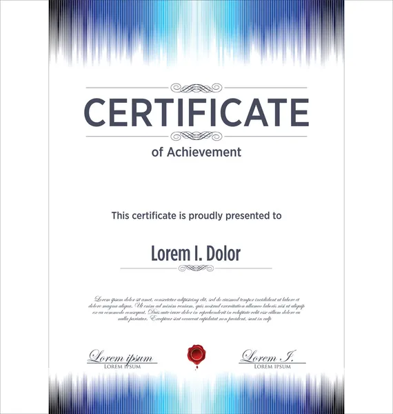 Modèle de certificat bleu — Image vectorielle