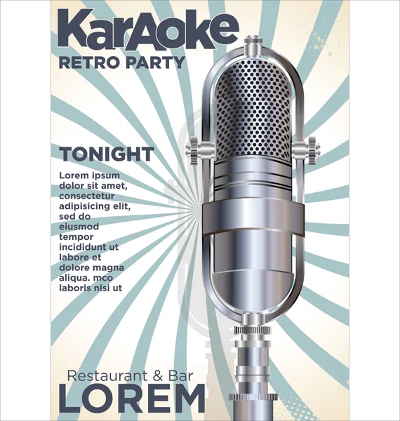 Karaoke festa fundo retro — Vetor de Stock
