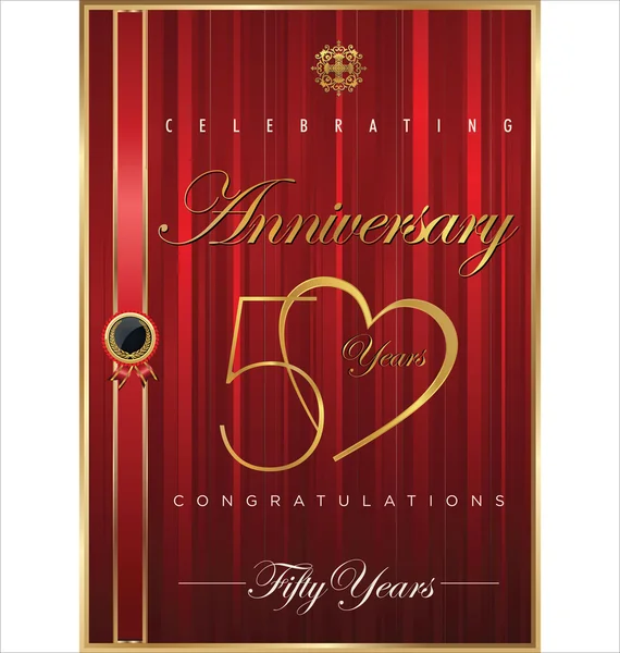 Anniversary red background, 50 years — Stock Vector