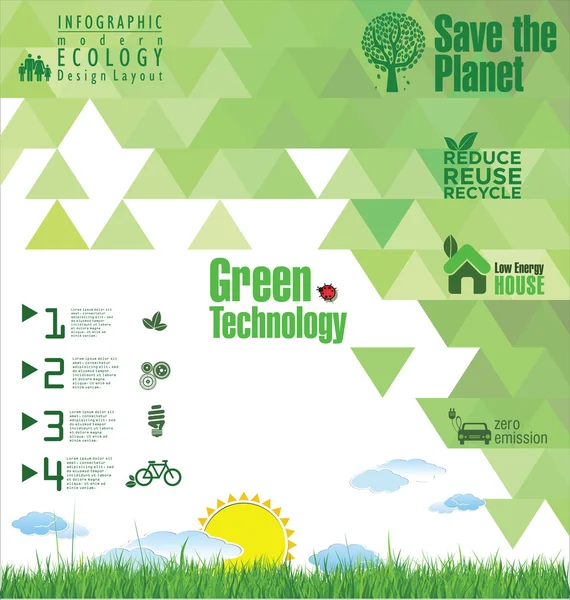 Modelo de ecologia verde moderna —  Vetores de Stock