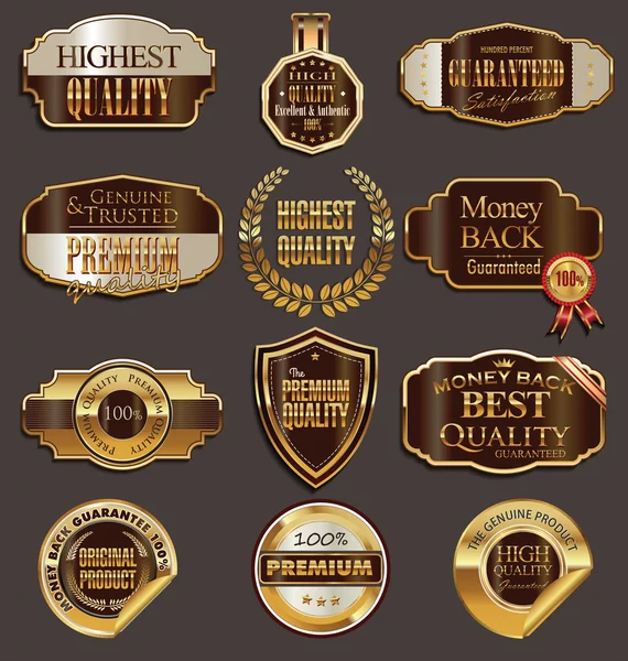 Set von hochwertigen goldenen Etiketten — Stockvektor