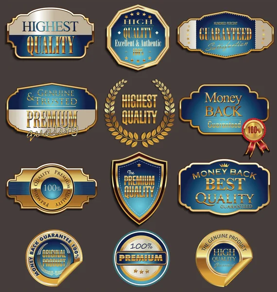 Set of premium golden labels — Stock Vector