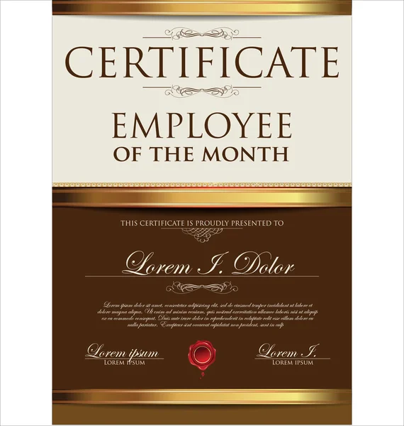 Certificate, employee of the month — Stock Vector