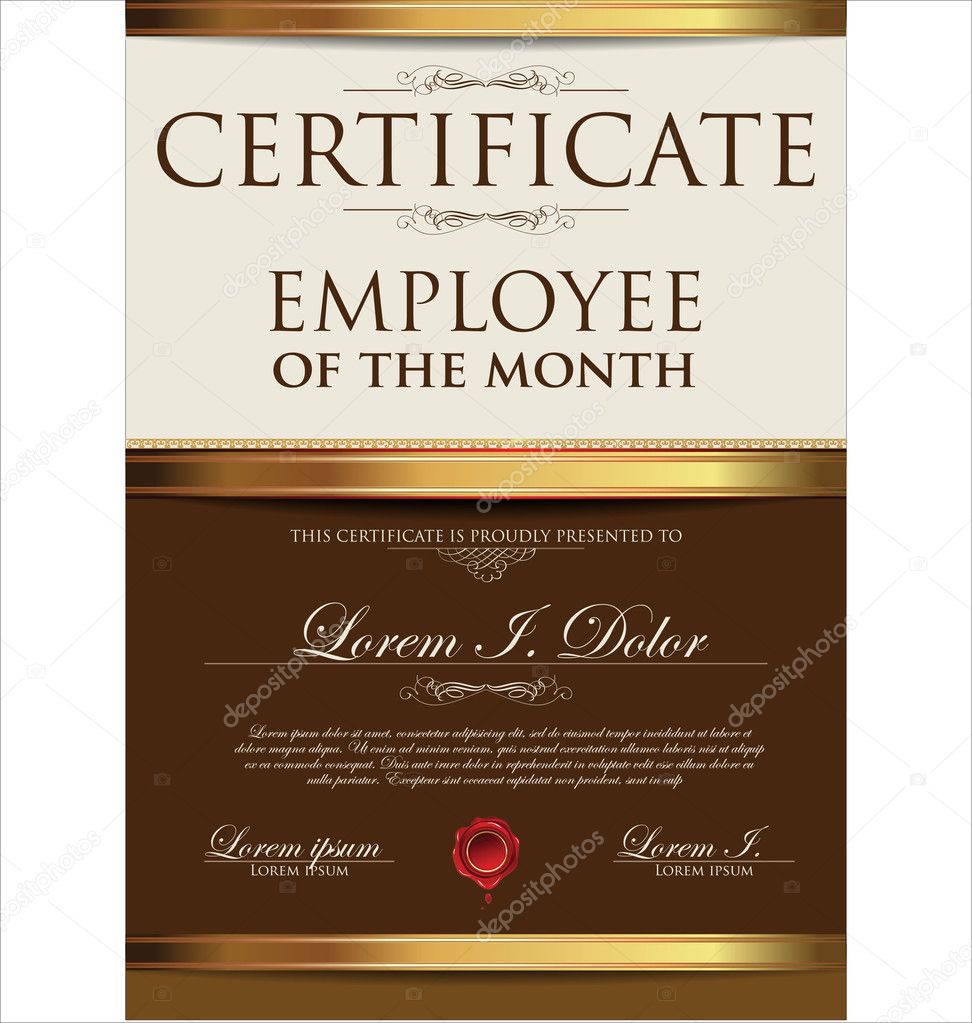 Certificate, employee of the month