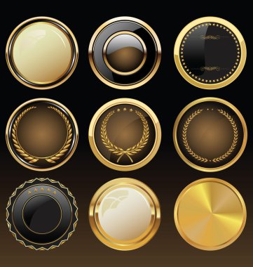 Vector Badges of Gold and black Seal Set
