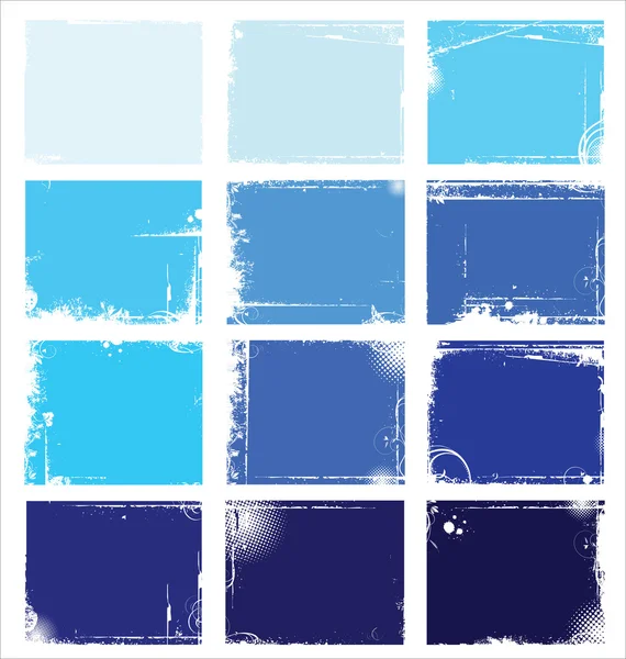 Blue Collection of grungy vector banners - Stok Vektor