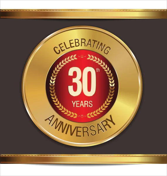 Anniversary golden label, 30 years — Stock Vector